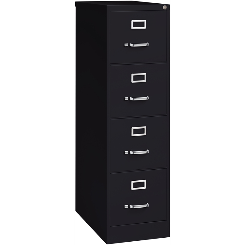 Pemberley Row Metal Black Vertical Filing Cabinet Lockable 4 Drawer 26.5