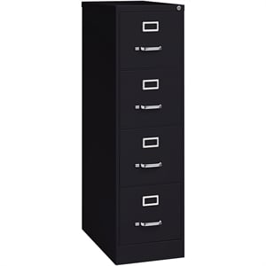 Pemberley Row Metal Black Vertical Filing Cabinet Lockable 4 Drawer 26.5&quotD x 15&quotW x 52&quotH Assembled
