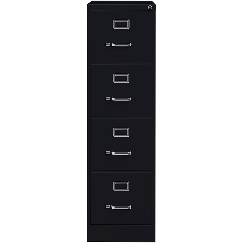 Pemberley Row Metal Black Vertical Filing Cabinet Lockable 4 Drawer 26.5