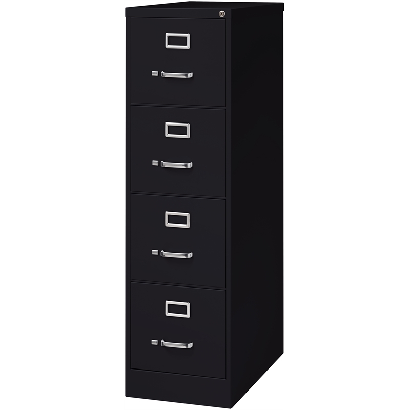 Pemberley Row Metal Black Vertical Filing Cabinet Lockable 4 Drawer 26.5