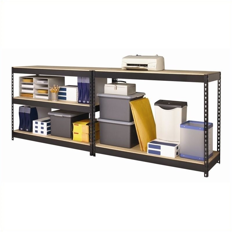 Pemberley Row Steel Black 5-Shelf Storage Unit Rectangular Heavy-Duty 72