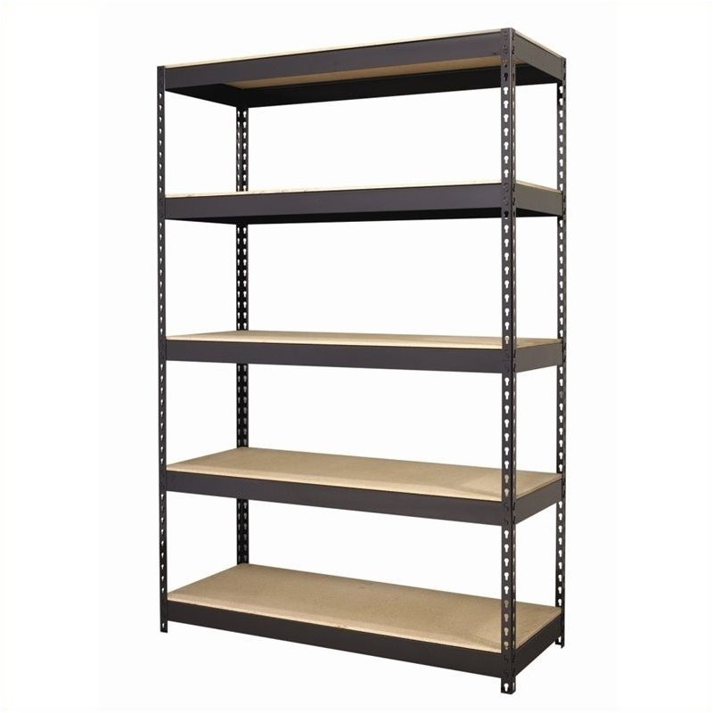 Pemberley Row Steel Black 5-Shelf Storage Unit Rectangular Heavy-Duty 72