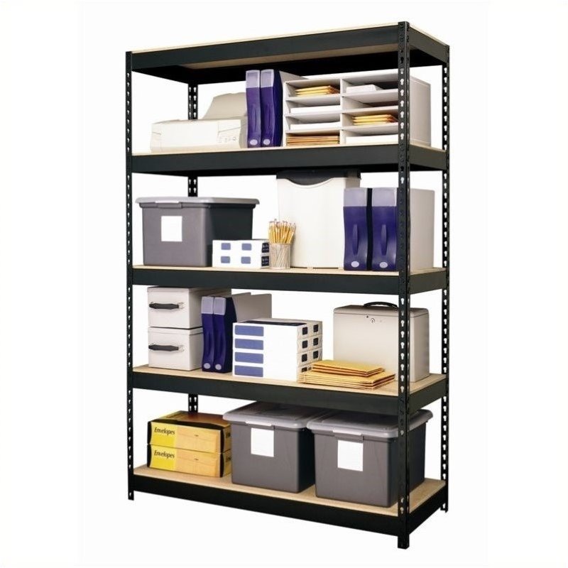 Pemberley Row Steel Black 5-Shelf Storage Unit Rectangular Heavy-Duty 72