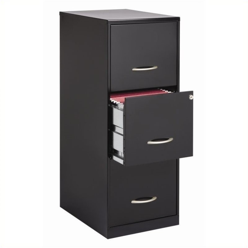 Pemberley Row Metal Black Filing Cabinet Vertical 3-Drawer 35.5