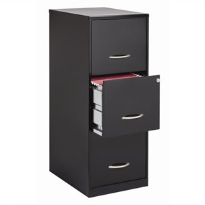 Pemberley Row Metal Black Filing Cabinet Vertical 3-Drawer 35.5&quotH Pre-assembled