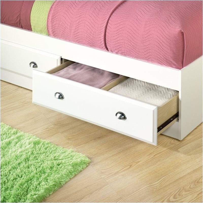 Pemberley Row Wood Soft White Twin Size Mates Bed Rectangular Under Bed Storage 39.88
