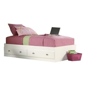 Pemberley Row Wood Soft White Twin Size Mates Bed Rectangular Under Bed Storage 39.88&quotW x 76.75&quotD Unassembled