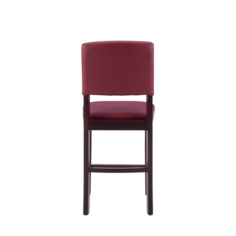 Pemberley Row Faux Leather Dark Red Counter Stool Rectangular Foam Padded Seat 24