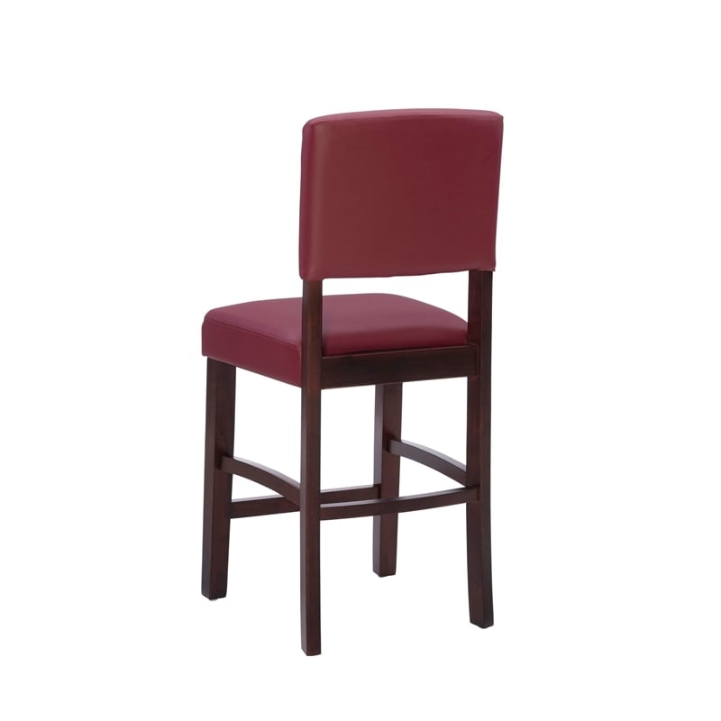 Pemberley Row Faux Leather Dark Red Counter Stool Rectangular Foam Padded Seat 24