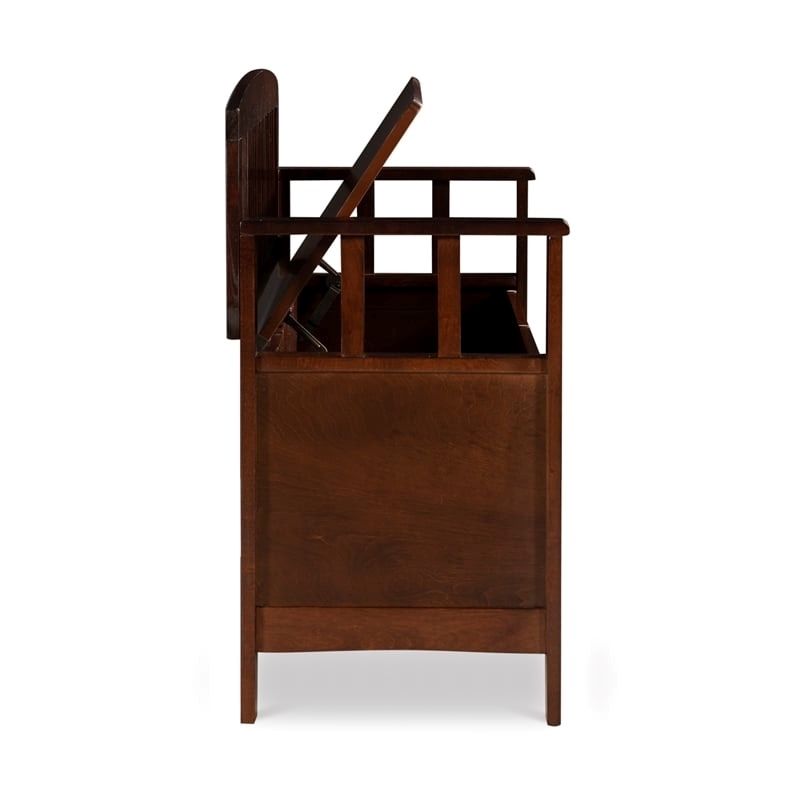 Pemberley Row Rubberwood Walnut Brown Storage Bench Rectangular Flip Top 50