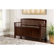 Pemberley Row Rubberwood Walnut Brown Storage Bench Rectangular Flip Top 50
