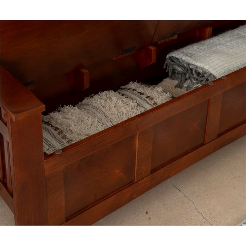 Pemberley Row Wood Walnut Brown Storage Bench Rectangular Split Seat 50