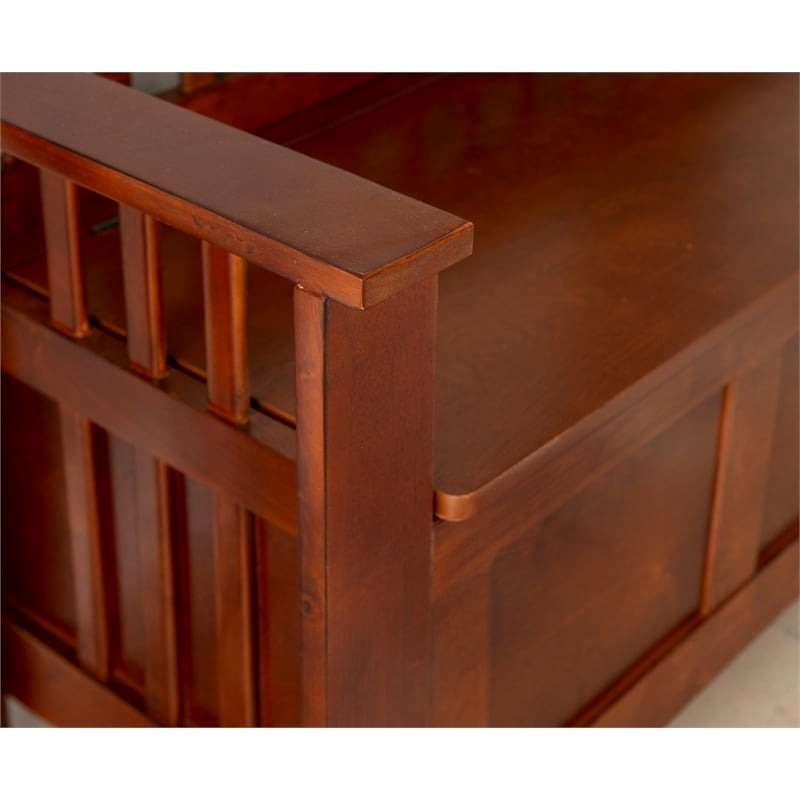 Pemberley Row Wood Walnut Brown Storage Bench Rectangular Split Seat 50
