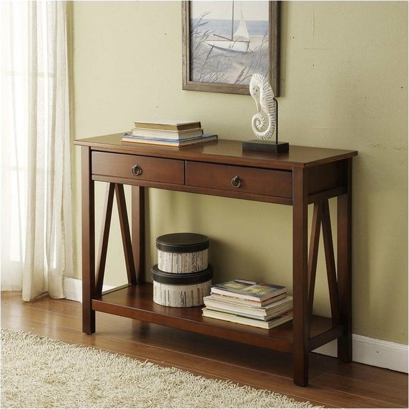 Pemberley Row Pine Antique Tobacco Console Table Rectangular 42