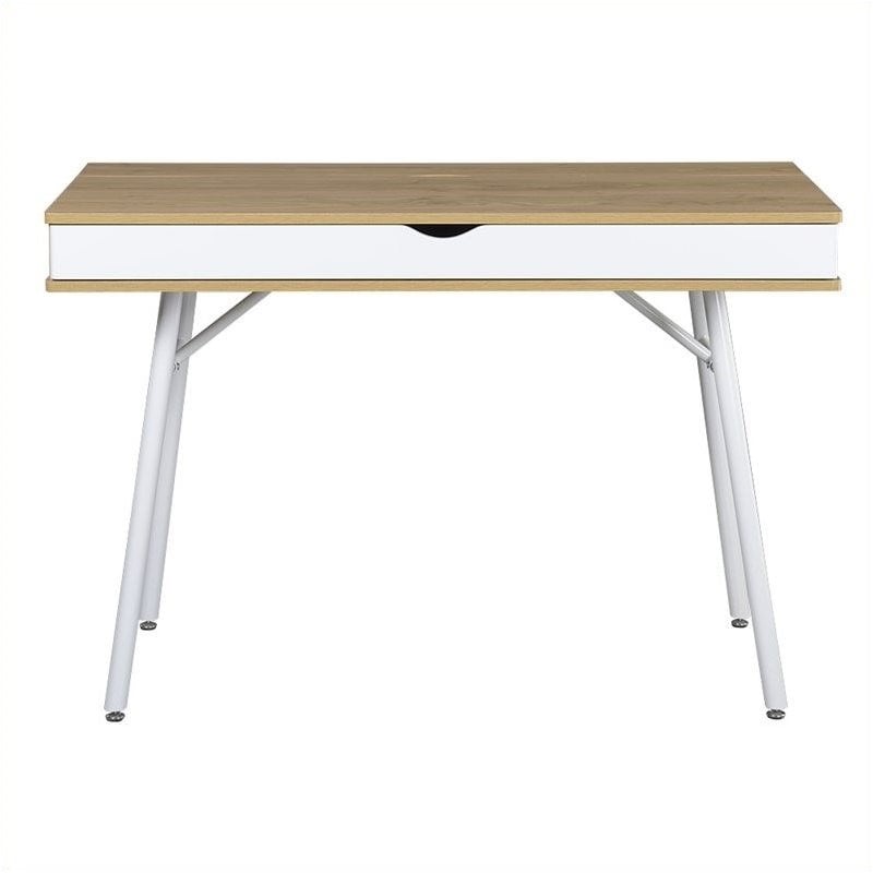 Pemberly Row Workstation with Cord Management and Storage in Pine