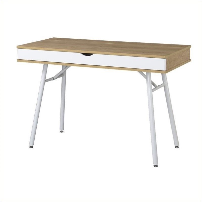 Pemberly Row Workstation with Cord Management and Storage in Pine
