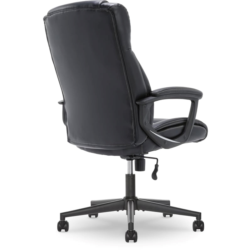 Pemberly Row Adjustable Height Modern Faux Leather Office Chair in Black