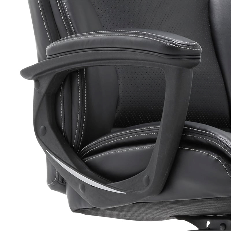 Pemberly Row Adjustable Height Modern Faux Leather Office Chair in Black