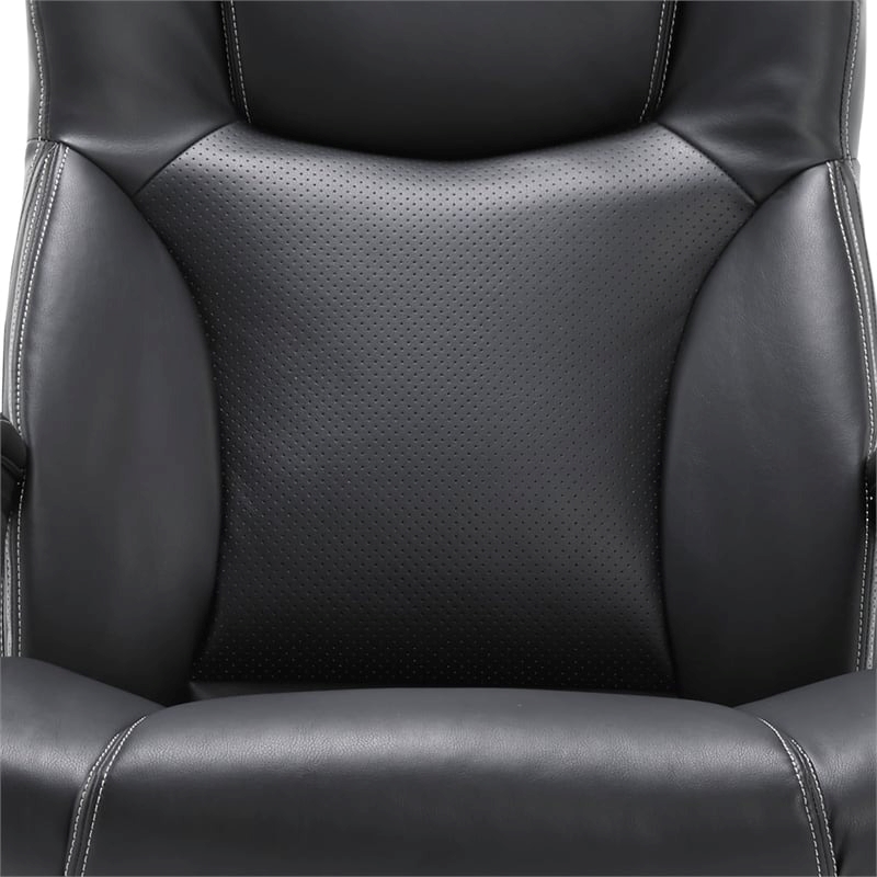 Pemberly Row Adjustable Height Modern Faux Leather Office Chair in Black