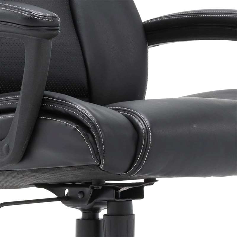 Pemberly Row Adjustable Height Modern Faux Leather Office Chair in Black