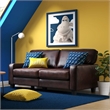Pemberly Row Pillow Back Contemporary Faux Leather Sofa in Chestnut Brown