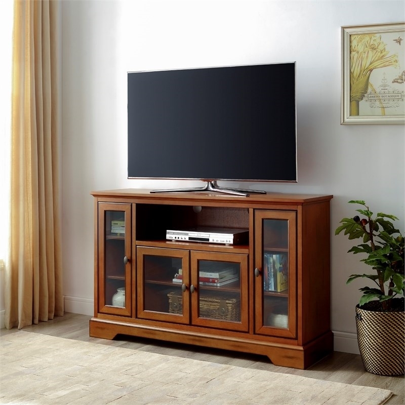 Pemberley Row MDF Wood Rustic Brown TV Stand Rectangular Adjustable Shelving 52