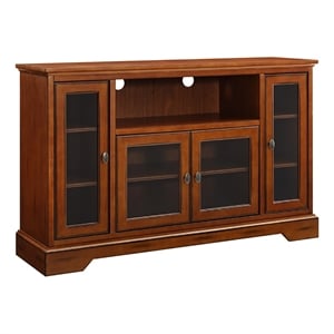 Pemberley Row MDF Wood Rustic Brown TV Stand Rectangular Adjustable Shelving 52&quot Unassembled
