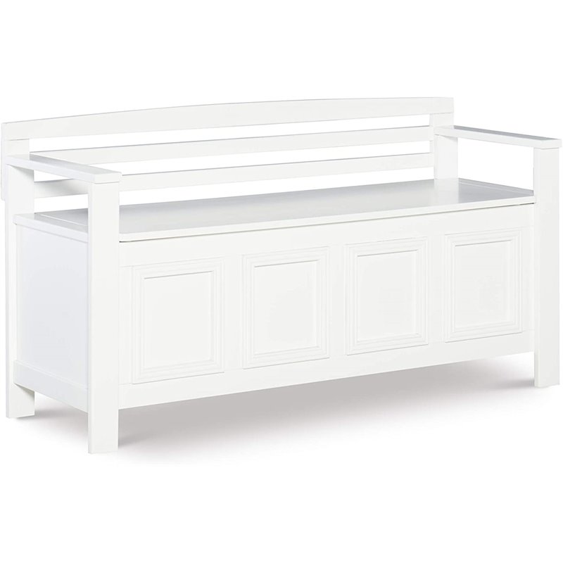 Pemberley Row White Storage Bench Rectangular Flip-Top Lid 46
