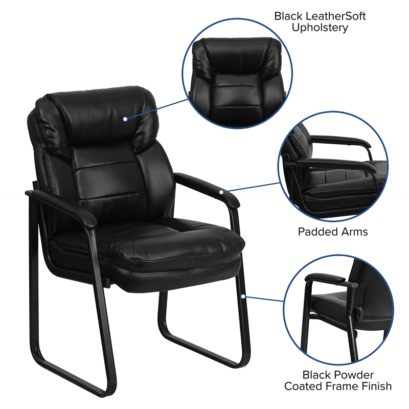 Pemberley Row Leather Black Side Chair Rectangular Padded 36