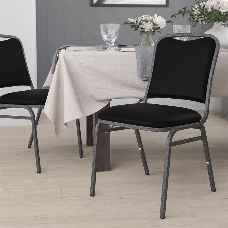Pemberly Row Banquet Stacking Chair in Black