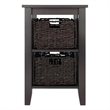 Pemberly Row Transitional Wood Side Table with 2 Foldable Baskets in Espresso