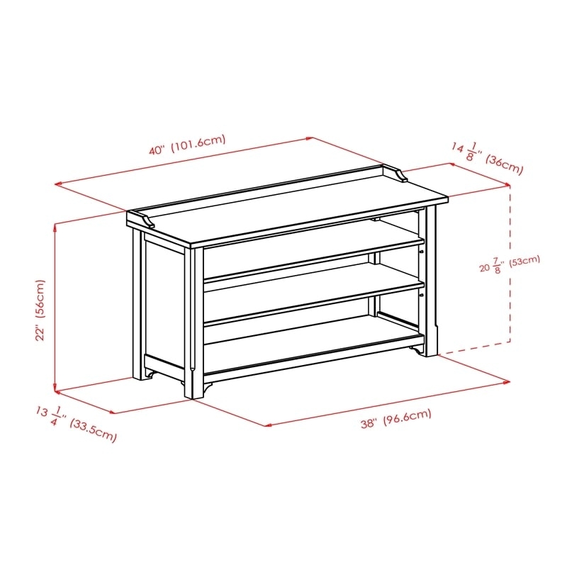 Pemberley Row Solid Wood Walnut Hall Bench Rectangular Storage 40