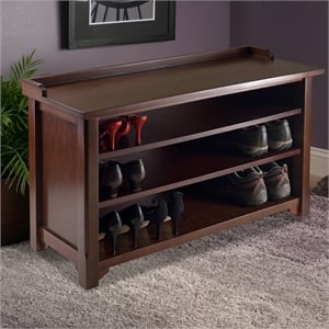 Pemberley Row Solid Wood Walnut Hall Bench Rectangular Storage 40&quot Unassembled