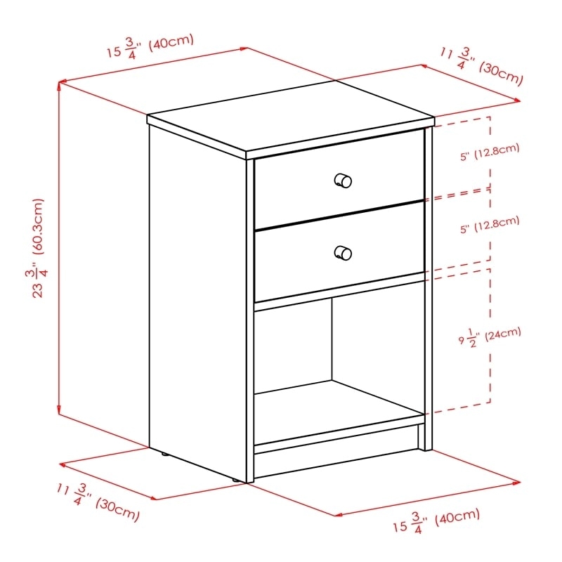 Pemberly Row Transitional Wood Accent Table with 2 Drawers in Black