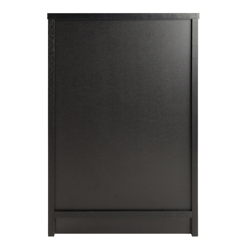 Pemberly Row Transitional Wood Accent Table with 2 Drawers in Black