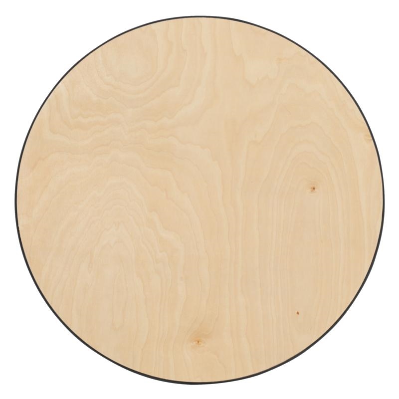 Pemberley Row Birchwood Natural and Black Cocktail Table Round Adjustable Height 30