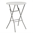 Pemberly Row Round Bar Height Plastic Folding Table in White