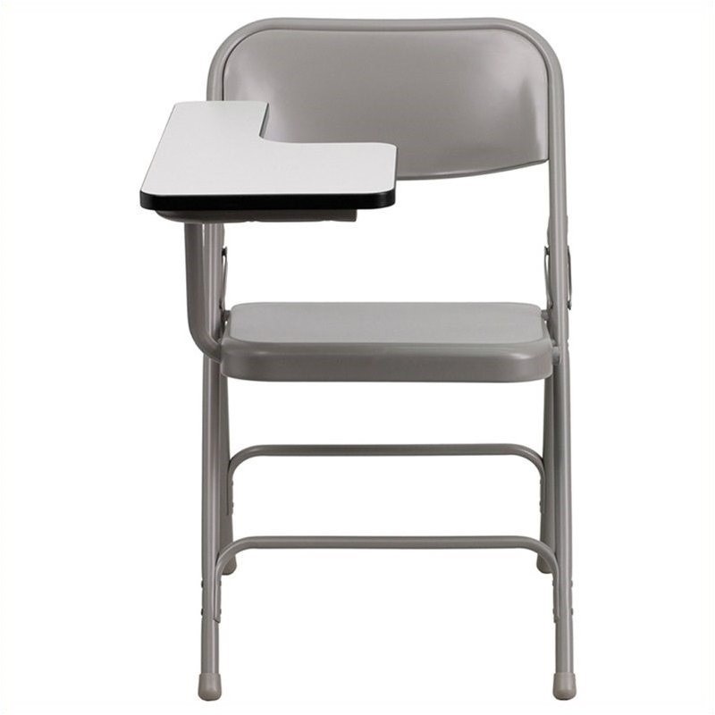 Pemberley Row Steel Brown Folding Chair Right Tablet Arm Rectangular Heavy Duty 30