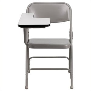 Pemberley Row Steel Brown Folding Chair Right Tablet Arm Rectangular Heavy Duty 30&quot Assembled