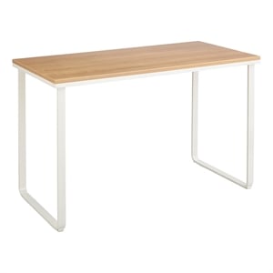 Pemberly Row Mid-Century Metal Workstation with U-Shaped Legs in Maple