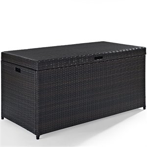 Pemberly Row Coastal Wicker / Rattan Outdoor Storage Bin in Brown