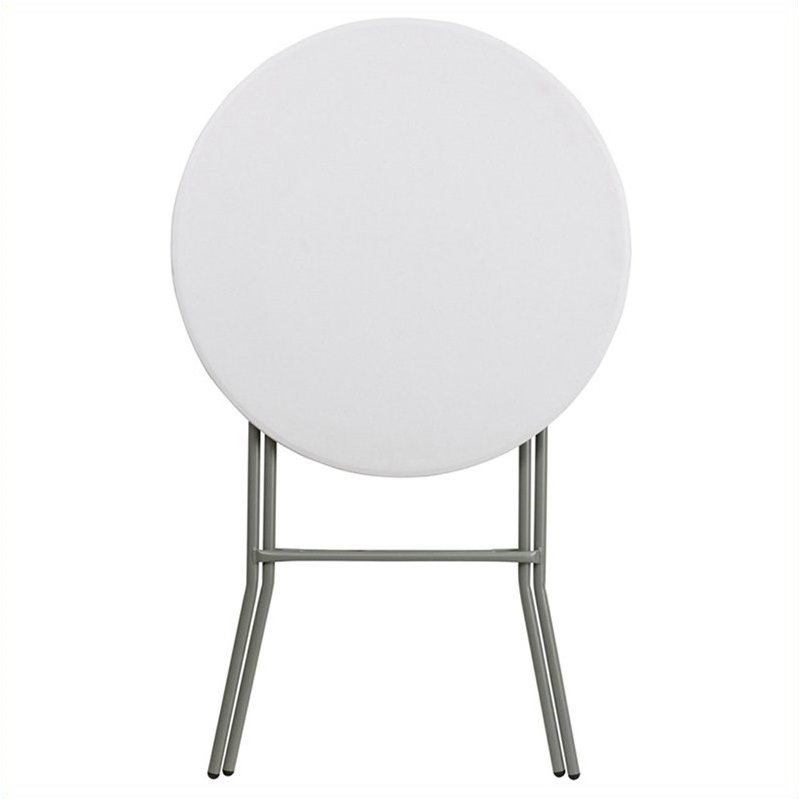 Pemberly Row Round Granite Bar Height Folding Table in White
