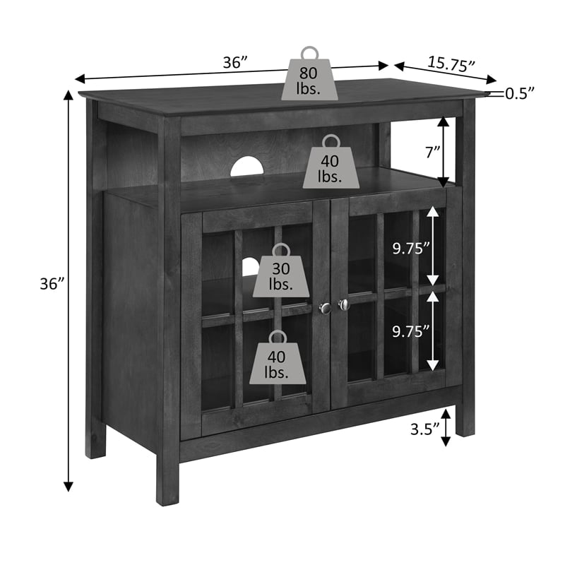 Pemberly Row Traditional Wood High Boy TV Stand for TVs up to 36