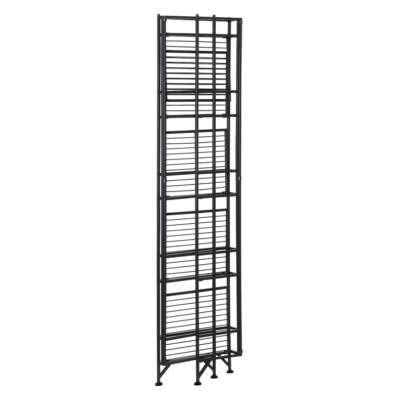 Pemberly Row 5 Tier Folding Metal Shelf - Black