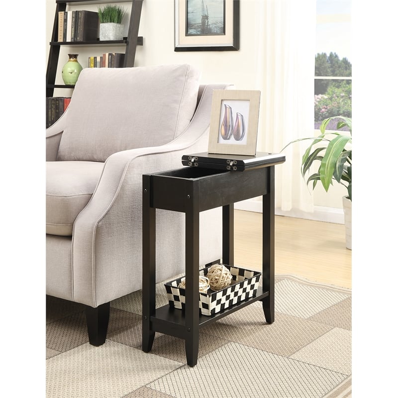 Pemberly Row Flip Top End Table - Black