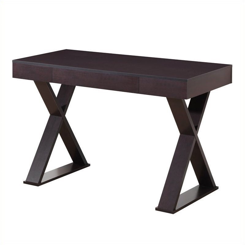 Pemberly Row Trendy Desk with Drawer in Espresso