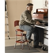 Pemberly Row Red Retro Counter Chair with Pull Out Step Stool