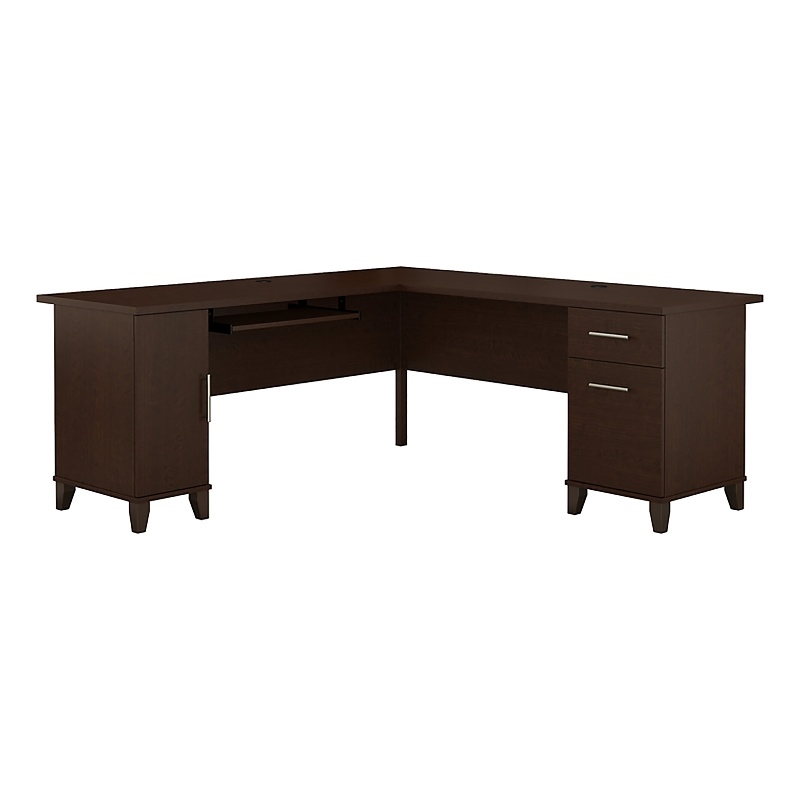 Pemberley Row Wood Mocha Cherry Desk L-Shaped ANSI/SOHO Certified 71.06