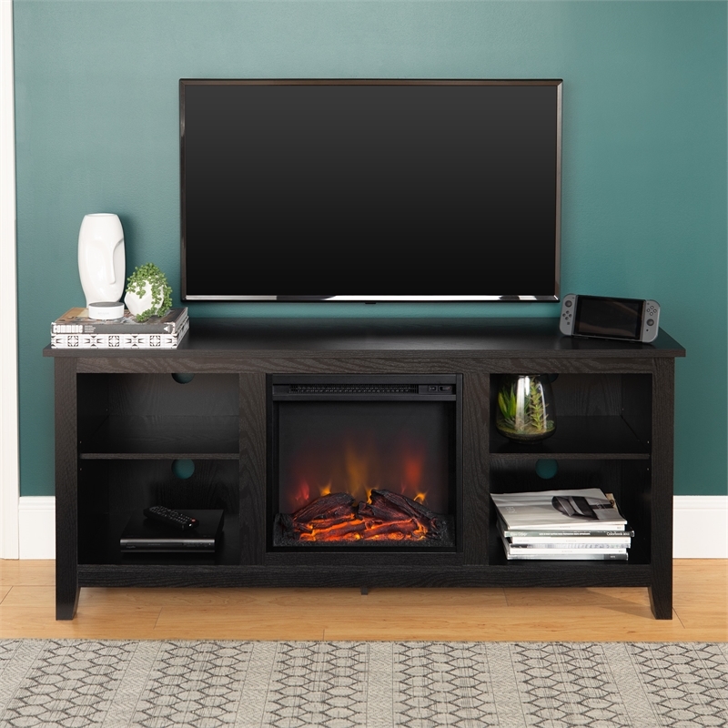 Pemberly Row Traditional Wood Fireplace TV Stand for TVs up to 65
