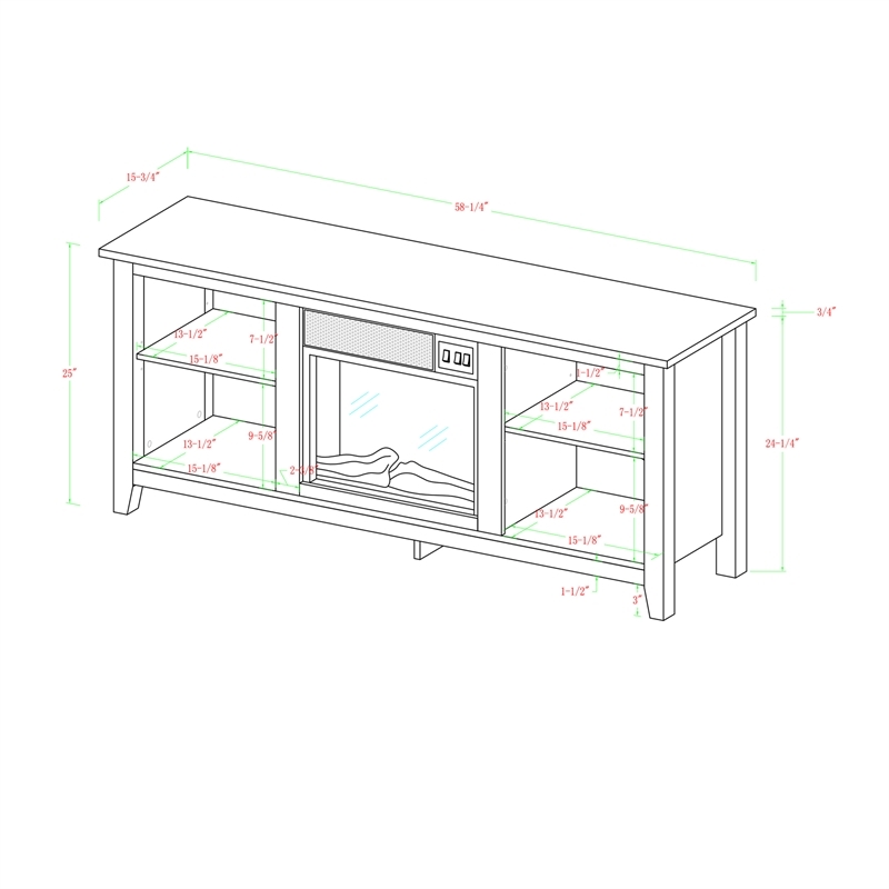 Pemberly Row Traditional Wood Fireplace TV Stand for TVs up to 65
